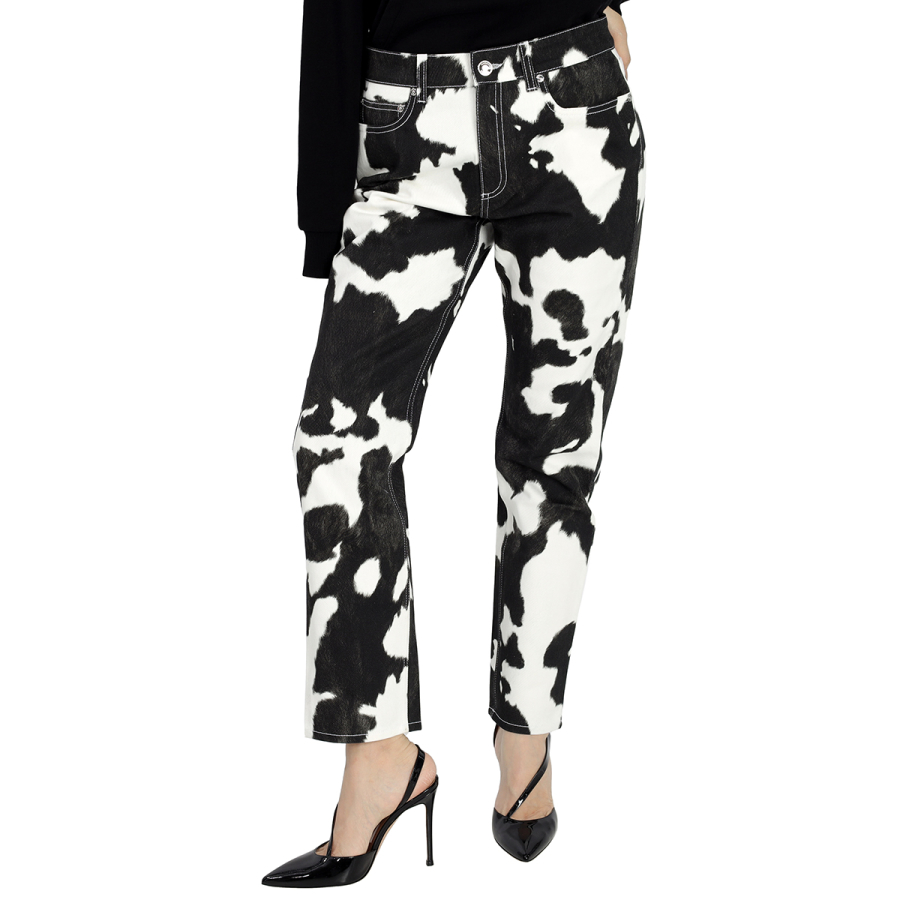 Moncler Ladies Floral Print Cropped Silk Trousers