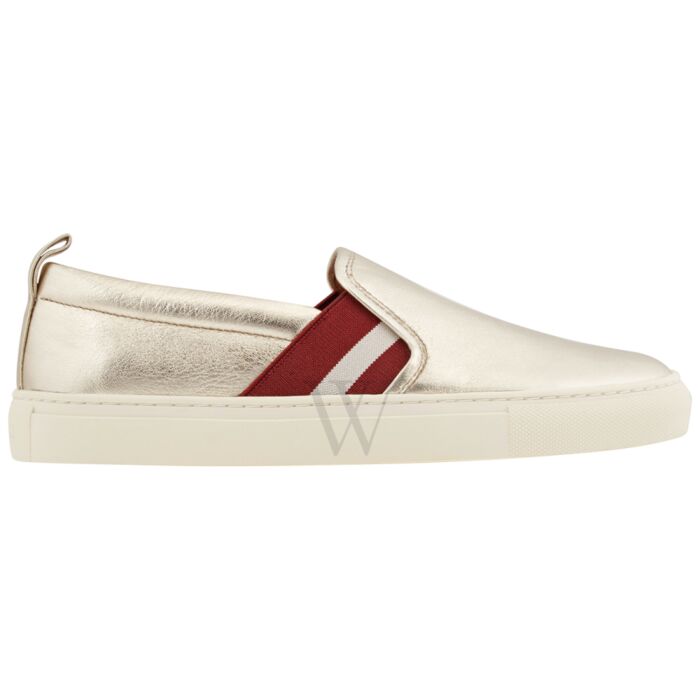 Bally Henrika Champagne Lamb Laminated Slip-on Sneakers | World of Watches