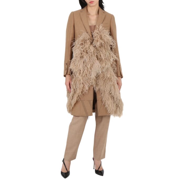 Burberry Camel Hair Feather Detail Single-breasted Tailored Coat, Brand  Size 4 (US Size 2) | World of Watches