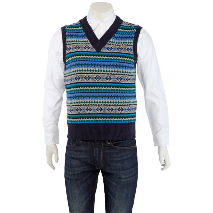 Burberry Men's Fair Isle Wool-blend Vest In Navy | World of Watches