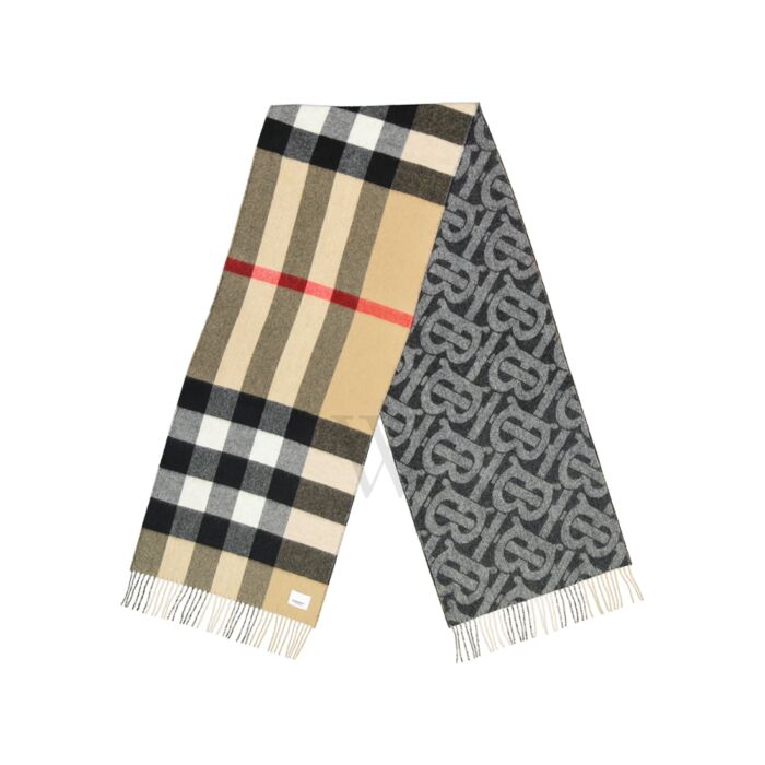 Reversible Check and Monogram Cashmere Scarf in Black/white | Burberry®  Official