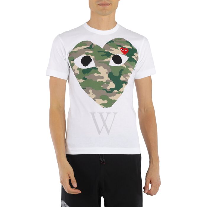 Comme Des Garcons Men's Short-sleeve Camouflage Heart Print T-shirt ...