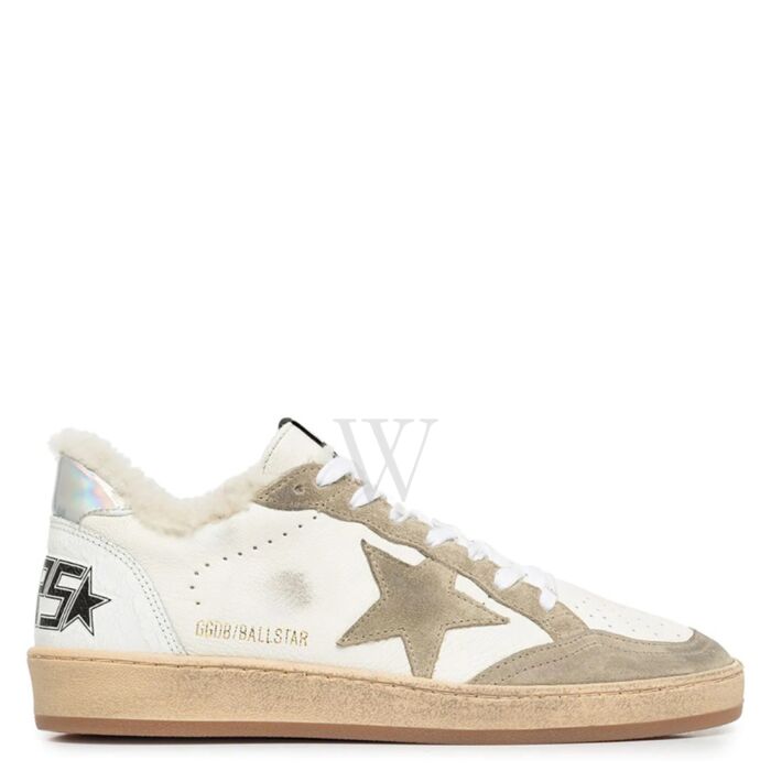 Golden Goose Ladies White /Taupe /Silver Shearling Star-patch Sneakers |  World of Watches