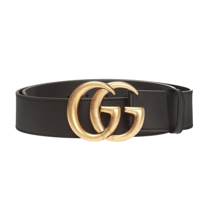 GUCCI GG Belt With Double G Buckle Supreme Canvas & Black Leather Size  80•32