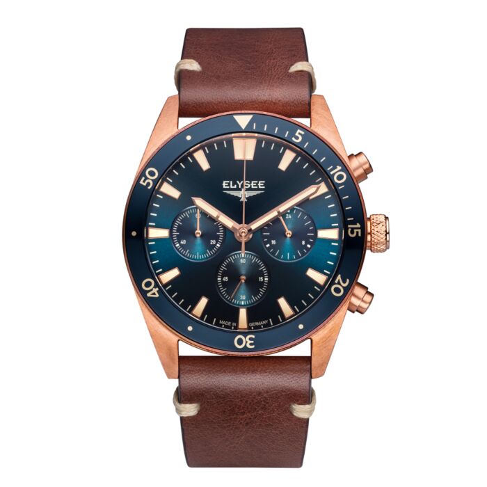 Elysee Chronograph Watches 98017 | Green Leather | World WorldofWatches.com | Dial Bronze Watch Men\'s of Chrono