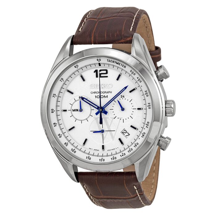 Men's Chronograph Brown Leather White Dial | World of Watches