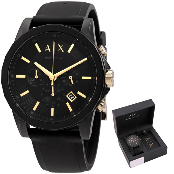 Men's Chronograph Silicone Black Dial Watch | World of Watches