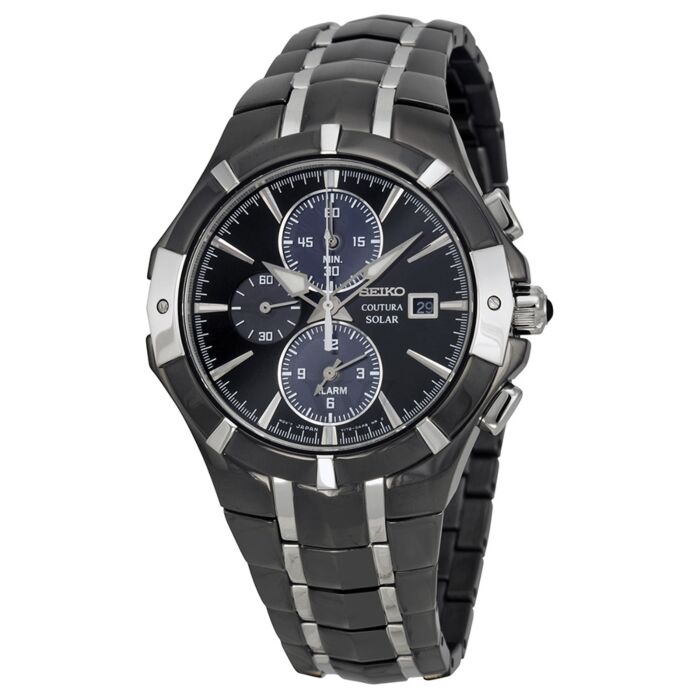 Men's Coutura Solar Chrono SS and Black IP Steel Black Dial Black IP SS |  World of Watches