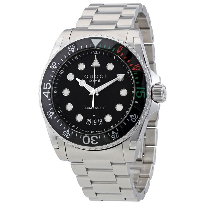 Men's Dive Stainless Steel Black Dial Watch