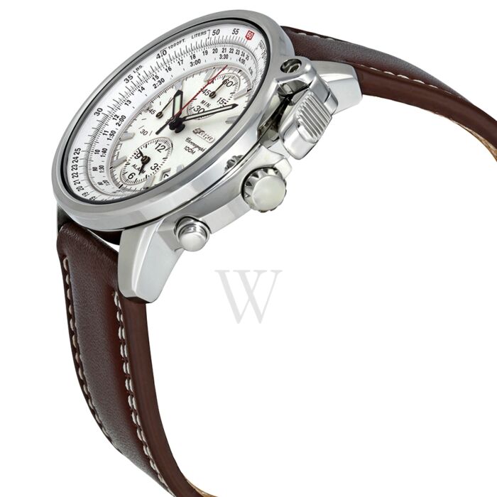 specificere Desperat Hospital Men's Flightmaster Pilot Chronograph Leather White Dial | World of Watches