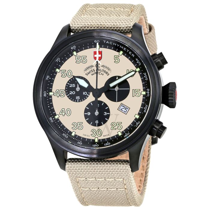 Men's Hawk Chronograph Canvas Khaki Dial Watch | Swiss Military 27331 ...