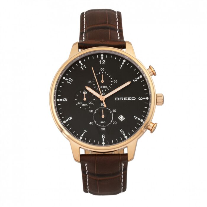 Men's Holden Chronograph Genuine Leather Black Dial Watch | Breed 7806 ...