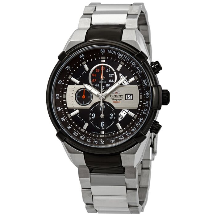Men's Leader Chronograph Stainless Steel Black Dial Watch | Orient