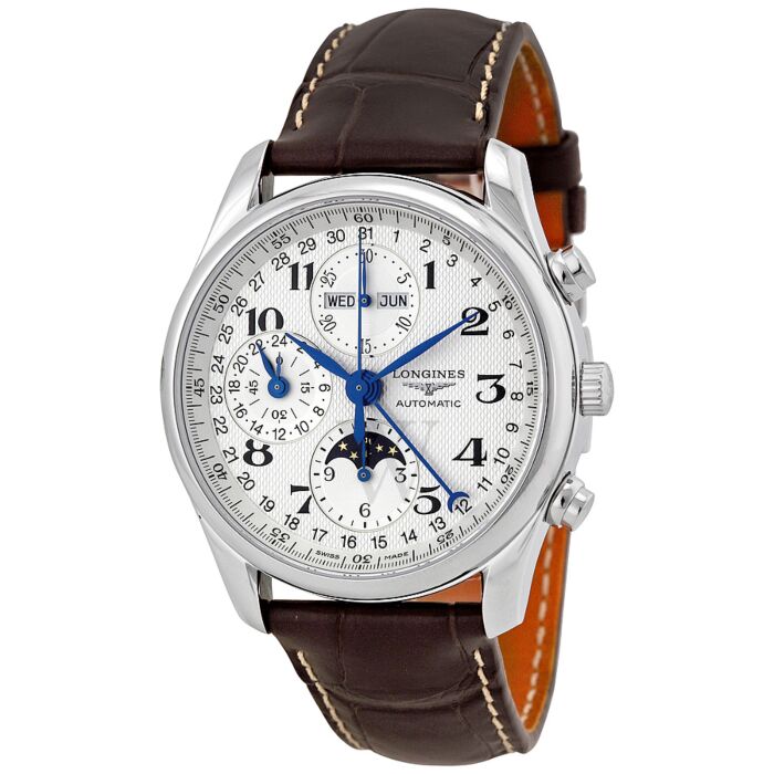 Men's Master Collection Complete Calendar Chronograph Leather Silver ...