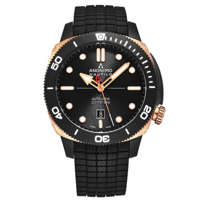 Men's Nautilo Rubber Black Dial Watch | World of Watches