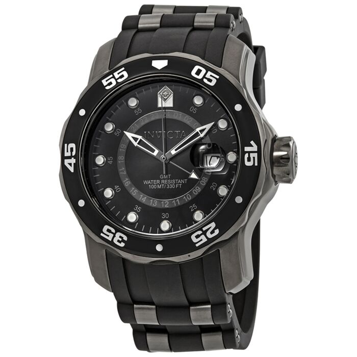 Men's Pro Diver GMT Black Polyurethane and Dial Watch | Invicta 6996 ...