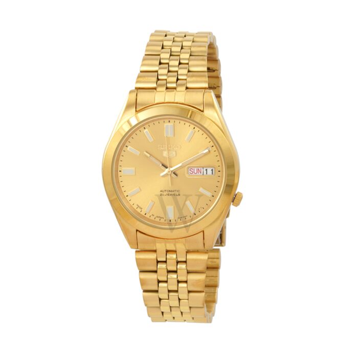Men's seiko 5 Stainless Steel Gold-tone Dial Watch | Watches