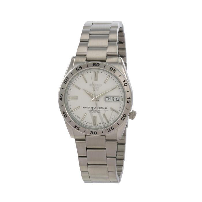 Men's Seiko 5 Stainless Steel White Dial Watch | of Watches