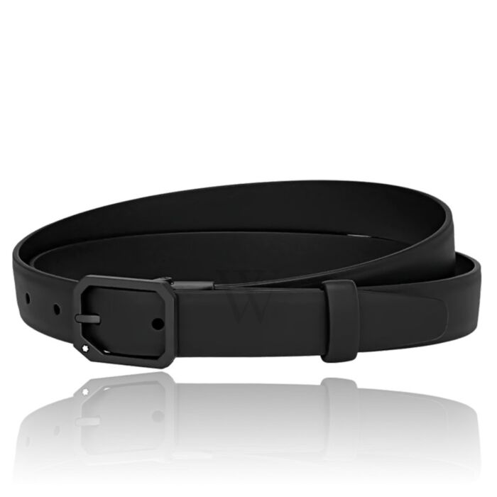 Montblanc Black Matte Buckle Leather Belt | World of Watches