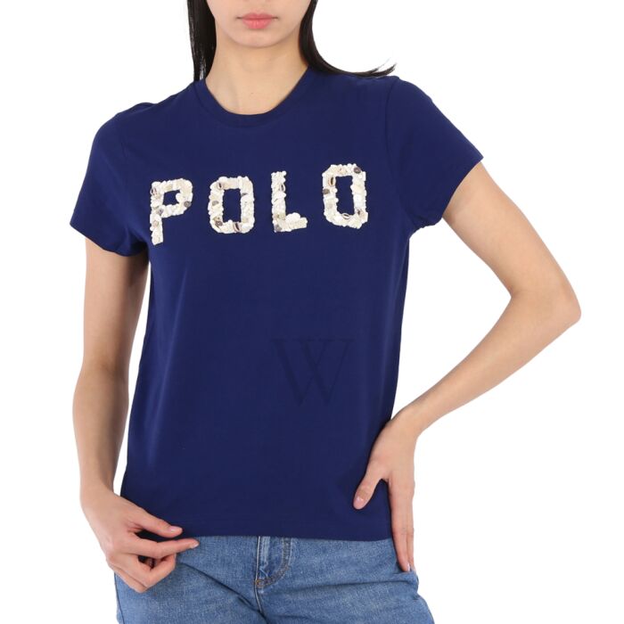 Blue Polo Ralph Lauren Cotton T-shirt in Dark Blue Womens Clothing Tops T-shirts 