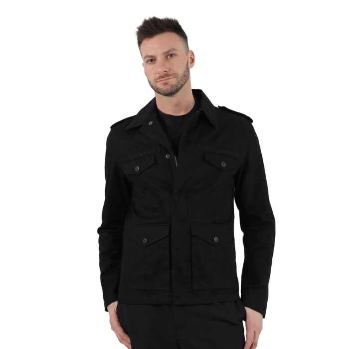 Saint Laurent Men's Black Ramie Cotton Blend Safari Jacket | World of ...
