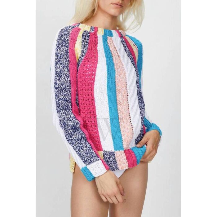 Smythe Handknit Awning Sweater in Sherbet Stripe