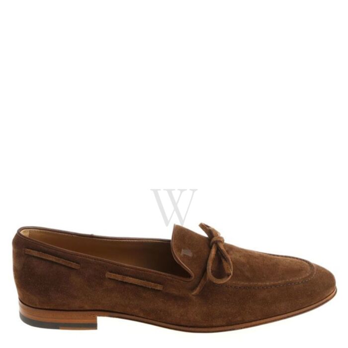 Tods Brown Bow Detail Suede Loafers, Brand Size 6 ( US 7 ) World of Watches