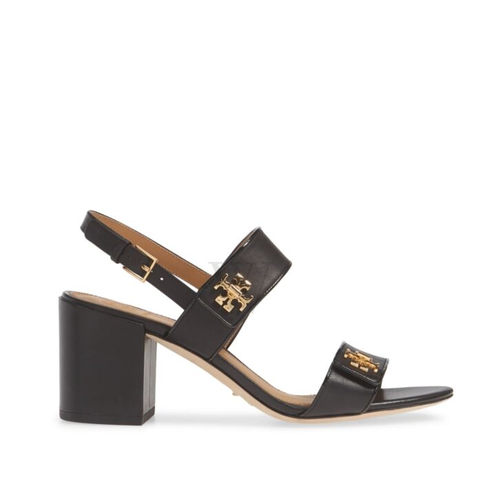 Tory Burch Black Kira Two-band Block Heel Leather Sandals | World of Watches