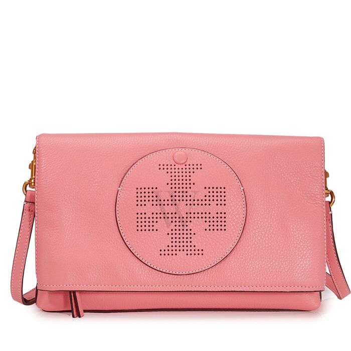 Tory Burch Perforated Logo Pink Crossbody | World of Watches