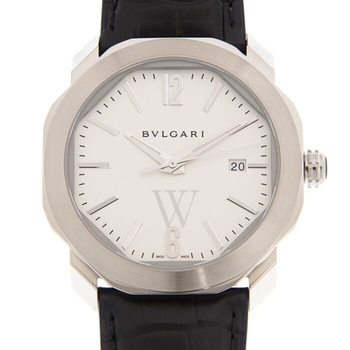 Unisex Octo Roma Alligator Leather White Dial | World of Watches
