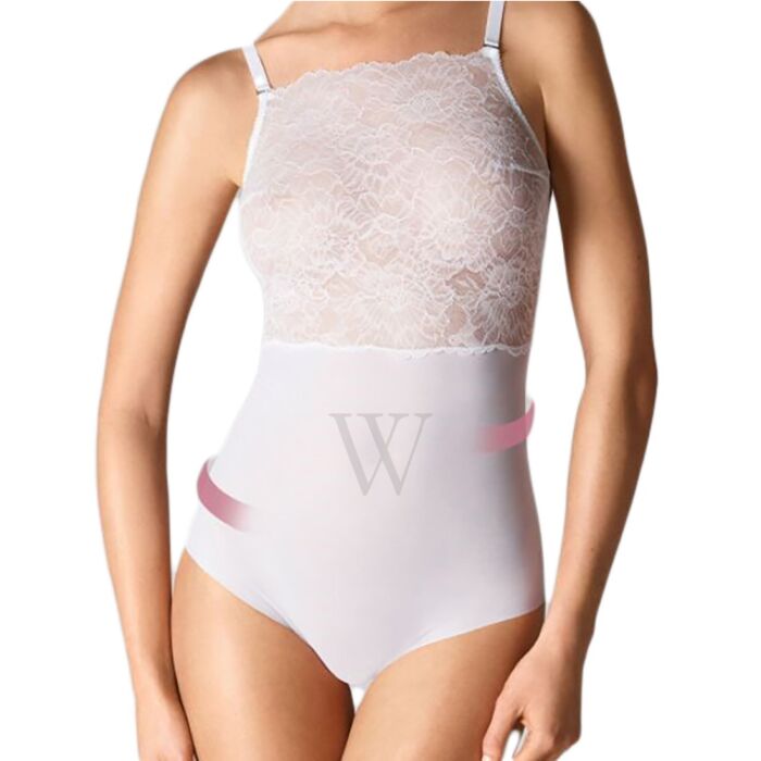 Wolford Ladies White Stretch Lace Forming Tulle Bodysuit