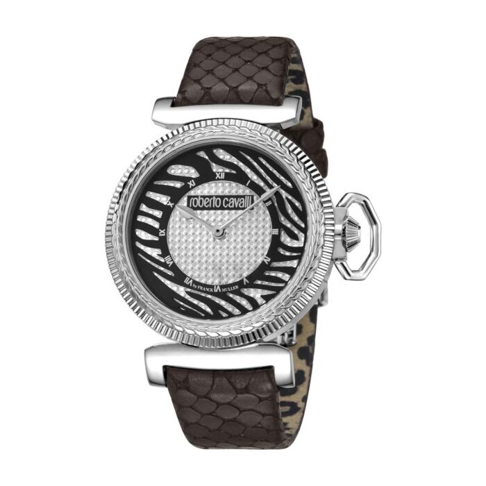 Dwang Deter Roest Women's Calfskin Leather Silver Dial Watch | Roberto Cavalli RV1L056L0016 |  World of Watches