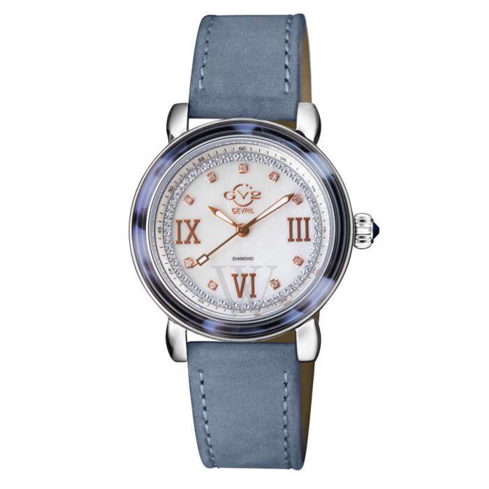 Women's Marsala Leather Mother of Pearl Dial Watch - GV2 by Gevril