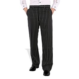 Burberry Black Stretch Wool Pinstriped Wide-leg Tailored Trousers ...