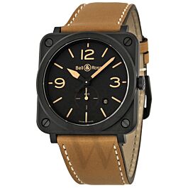 Men's (Calfskin) Leather Black Dial Watch
