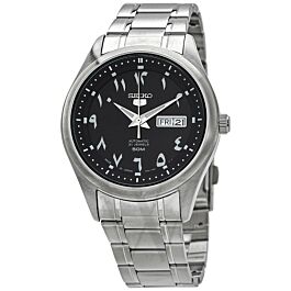 Men's Seiko 5 Stainless Steel Black Dial Watch | World of Watches