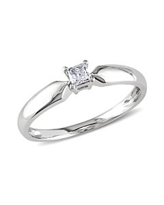 1/10 CT Princess Diamond TW Solitaire Ring 10k White Gold I2;I3