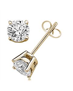 1/2 Carat Maulijewels Round Diamond ( I-J/ I1-I2 ) Stud Earrings In 14K White Gold/ Yellow Gold
