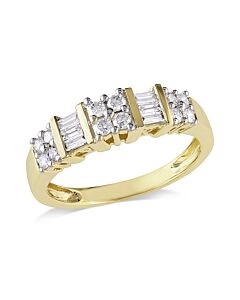 1/2 CT Parallel Baguette and Round Diamonds TW Fashion Ring  14k Yellow Gold GH I2;I3