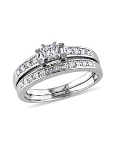 1/3 CT Multi-shape Diamonds TW Bridal Set Ring Silver GH I2;I3