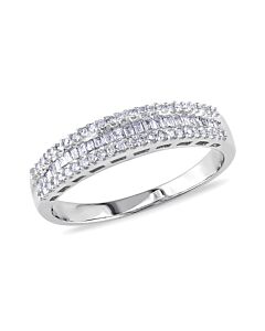 1/3 CT Parallel Baguette and Round Diamonds TW Eternity Ring 10k White Gold GH I2;I3