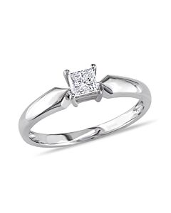 1/3 CT Princess Diamond TW Solitaire Ring 10k White Gold I2;I3