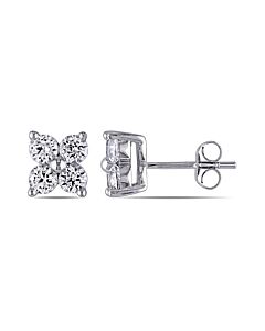 AMOUR Created White Sapphire Stud Earrings In 10K White Gold