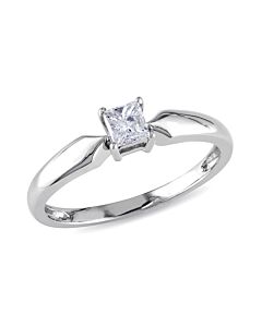 1/4 CT Princess Diamond TW Solitaire Ring 10k White Gold I2;I3