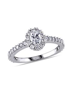 1 CT Oval and Round Diamonds TW Fashion Ring  14k White Gold GH I1;I2 IGL Certification