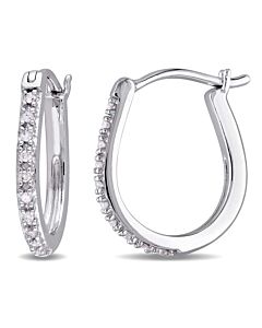 AMOUR 1/10 CT TW Diamond Hoop Earrings In 10K White Gold