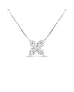 10K White Gold 1/2 Cttw Brilliant Round Diamond Marquise Shaped 4 Leaf Clover Adjustable 16-18" Inch Necklace (I-J Color, I1-I2 Clarity)