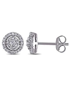 AMOUR 1/3 CT TW Halo Diamond Earrings In 10K White Gold