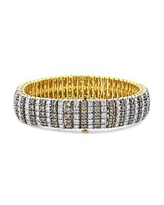 10K Yellow Gold 10 1/3 Cttw Alternating Coco Color and White Diamond 5 Row Tennis Bracelet (Brown/H-I Color, SI1-SI2 Clarity) - Size 7.25