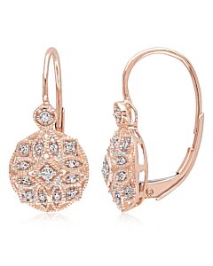 AMOUR 1/8 CT TW Diamond Vintage Leverback Earrings in 14K Rose Gold